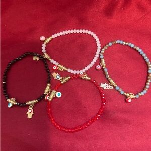 Beaded evil eye Bracelet Set with Gold Accents